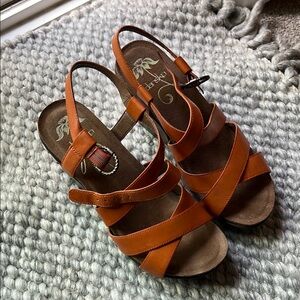 Dansko Brown Sandals Multi-Strap Design—Frida Antique Full Grain Burnt Orange